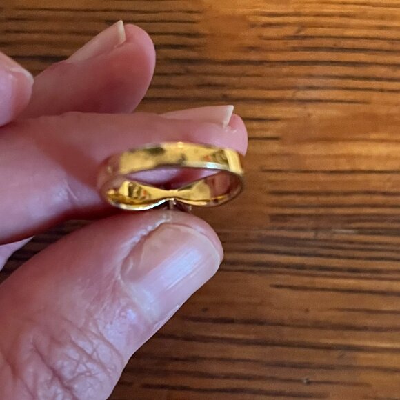 Vintage Sterling Silver Gold Plated Solitaire Ring with Cubic Zirconia, Size 5 - Picture 3 of 7